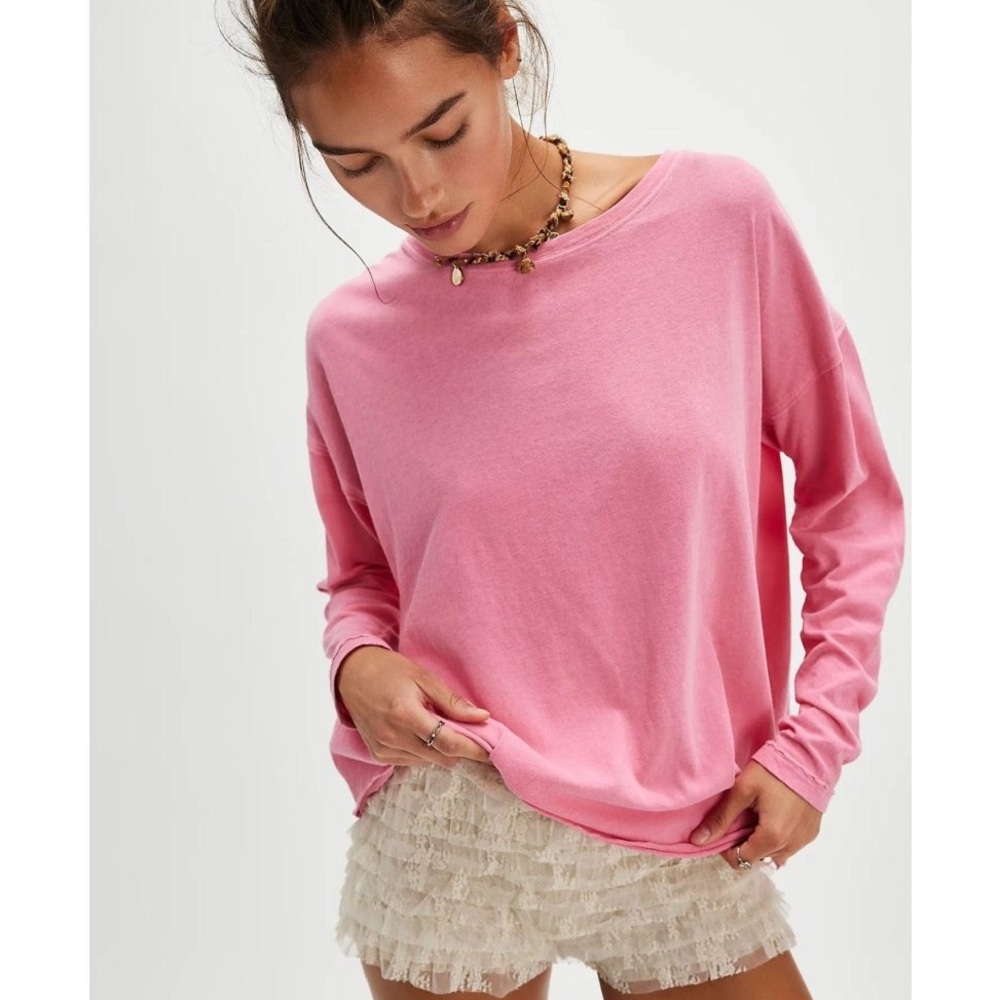 NWT Free People Pink Long Sleeve Tee size S